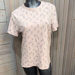 Goodfellow & Co Light Pink Short Sleeve Tee with Mini Drink Print